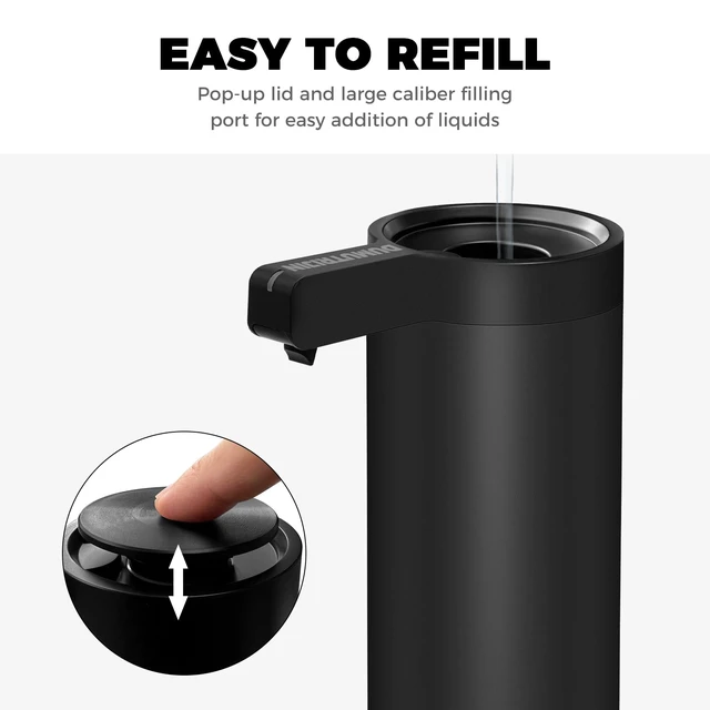 Alt view image 4 of 7 - Touchless Automatic Soap Dispenser Stainless Steel with Sensor Infrared 9 oz Electric IPX5 Waterproof USB-C Charging Motion Sensor for Kitchen & Bathroom (Black)