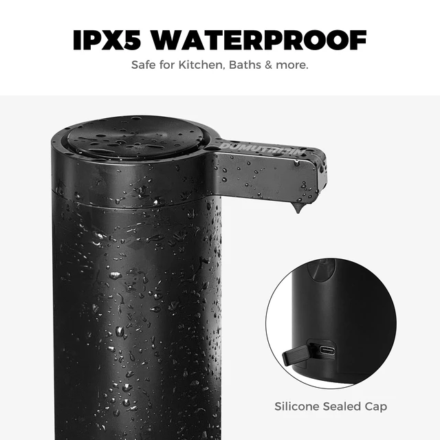 Alt view image 6 of 7 - Touchless Automatic Soap Dispenser Stainless Steel with Sensor Infrared 9 oz Electric IPX5 Waterproof USB-C Charging Motion Sensor for Kitchen & Bathroom (Black)