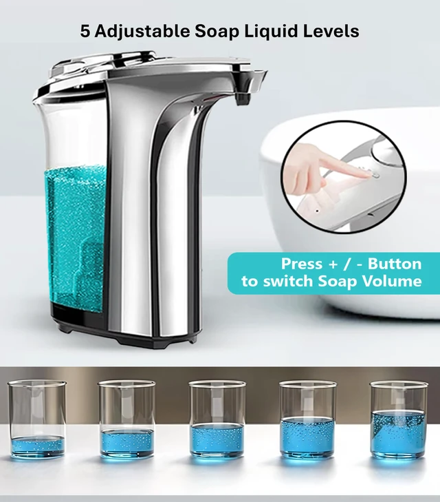 Alt view image 4 of 7 - Automatic Soap Dispenser Touchless, Silver Glossy Finish | 17oz / 500mL, Battery Operated