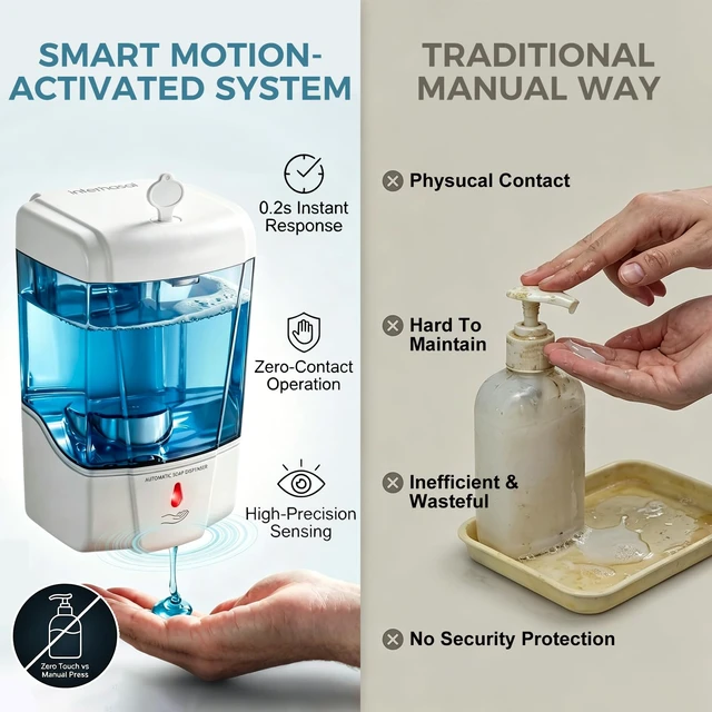 Alt view image 3 of 7 - ! Automatic Soap Dispenser Wall Mount 20oz Refillable Liquid Hand Sanitizer Dispenser Commercial Soap Dispenser for Bathroom Support Liquid Gel