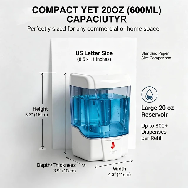 Alt view image 6 of 7 - ! Automatic Soap Dispenser Wall Mount 20oz Refillable Liquid Hand Sanitizer Dispenser Commercial Soap Dispenser for Bathroom Support Liquid Gel