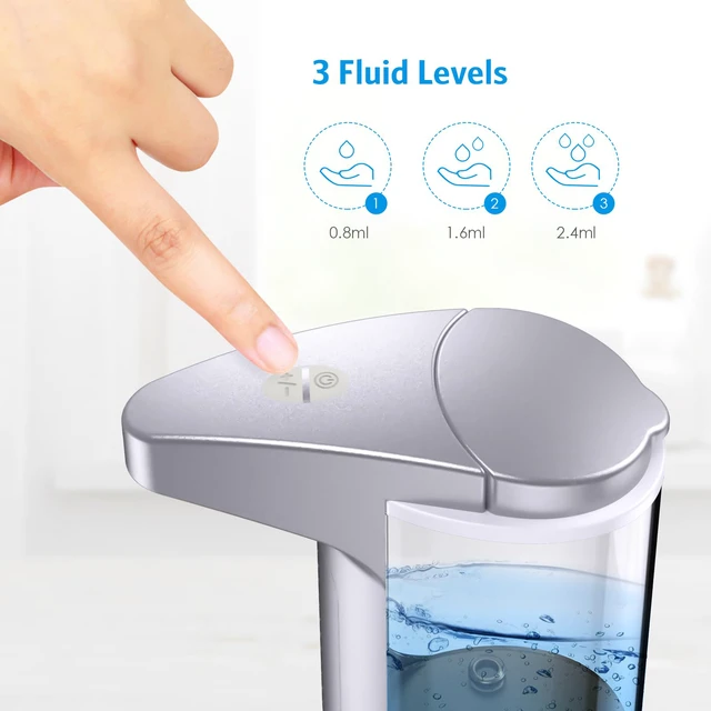 Alt view image 3 of 7 - 12.5oz Touchless Automatic Soap Dispenser, Battery Operated Automatic Liquid Hand Soap Dispenser, Adjustable Volume, Water-Resistant for Kitchen and Bathroom