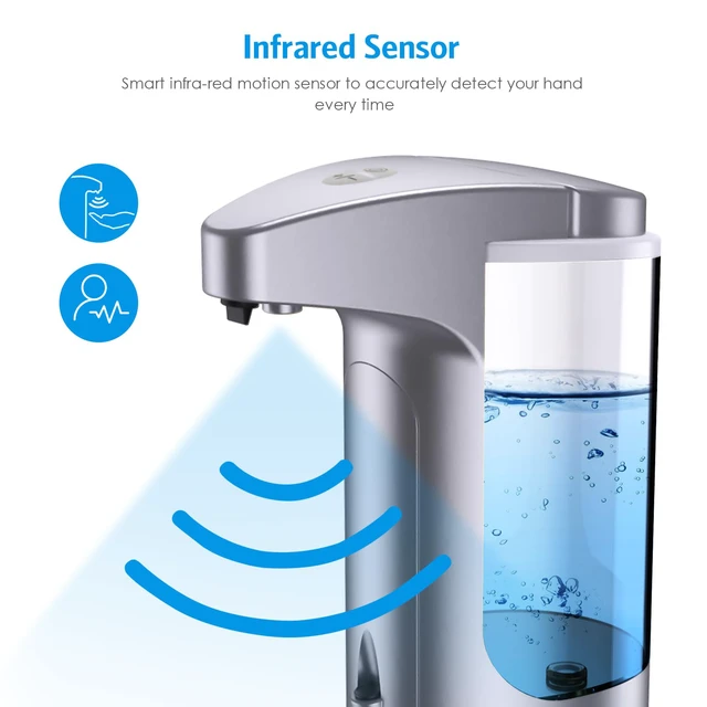 Alt view image 5 of 7 - 12.5oz Touchless Automatic Soap Dispenser, Battery Operated Automatic Liquid Hand Soap Dispenser, Adjustable Volume, Water-Resistant for Kitchen and Bathroom