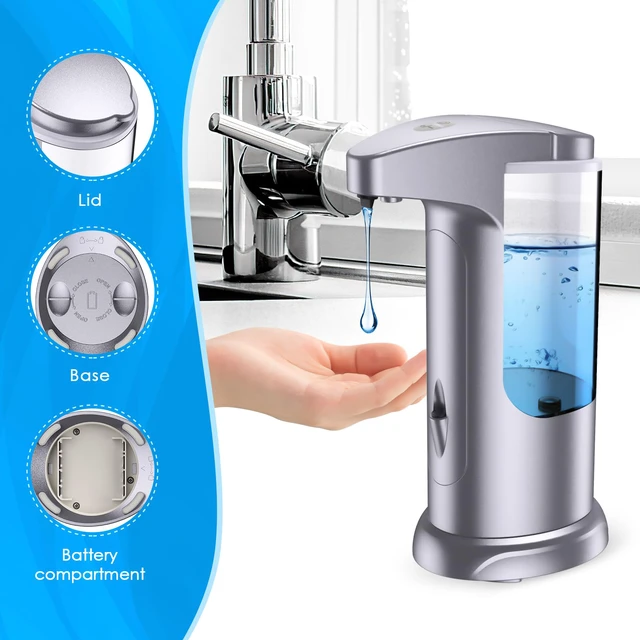 Alt view image 6 of 7 - 12.5oz Touchless Automatic Soap Dispenser, Battery Operated Automatic Liquid Hand Soap Dispenser, Adjustable Volume, Water-Resistant for Kitchen and Bathroom