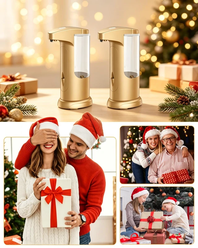 Alt view image 7 of 7 - 2 Pack Automatic Soap Dispenser for Bathroom Kitchen Home, Gold | 370ml Touchless Dish Soap Dispenser with Infrared Sensor, Battery Operated, 3 Dispensing Levels, Liquid Dispenser