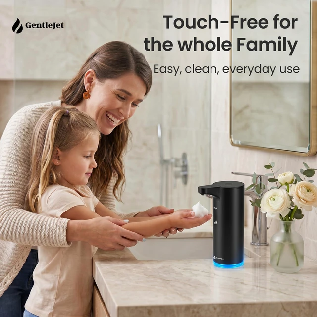 Alt view image 3 of 7 - EasyFoam Automatic Foaming Soap Dispenser, Touchless USB-C Rechargeable Sensor Pump, 304 Stainless Steel, Adjustable Foam, IPX5 Water-Resistant for Bathroom & Kitchen, 10 fl oz / 300 mL