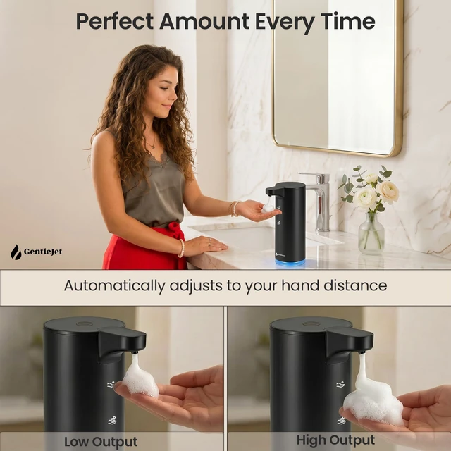 Alt view image 4 of 7 - EasyFoam Automatic Foaming Soap Dispenser, Touchless USB-C Rechargeable Sensor Pump, 304 Stainless Steel, Adjustable Foam, IPX5 Water-Resistant for Bathroom & Kitchen, 10 fl oz / 300 mL