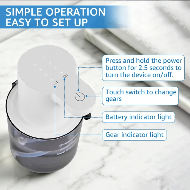 Alt view image 6 of 7 - Automatic Soap Dispenser for Kitchen Sink - Wall-Mount & Countertop White | 4-Level Adjustable,13.5oz Clear Plastic IPX5 Rechargeable, Suitable for Bathroom