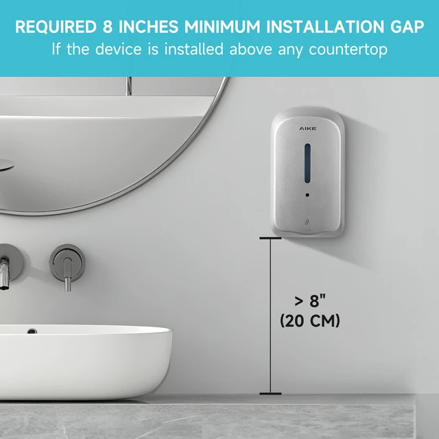 Alt view image 4 of 7 - Liquid Automatic Soap Dispenser,33.8oz Capacity for Bathroom,Silver | 5-Level Adjustable and Savety Key for Commercial(4*AA Batteries Not Included),Screw Wall Mount for Space-Saving,AK1226S