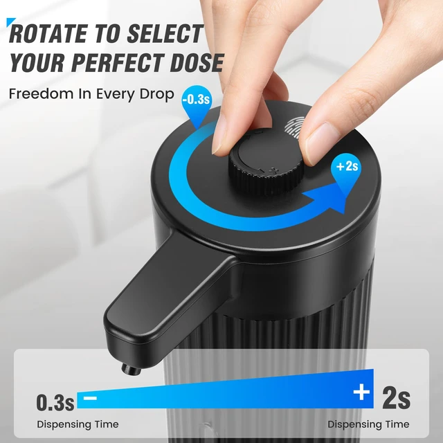 Alt view image 2 of 7 - Automatic Soap Dispenser Touchless Rechargeable Liquid Soap Pump | 13.5 oz Hand Dish Soap Dispenser for Kitchen Sink Bathroom Countertop, Rotary Dosing Control, Black