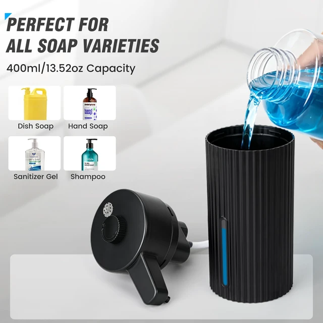 Alt view image 6 of 7 - Automatic Soap Dispenser Touchless Rechargeable Liquid Soap Pump | 13.5 oz Hand Dish Soap Dispenser for Kitchen Sink Bathroom Countertop, Rotary Dosing Control, Black