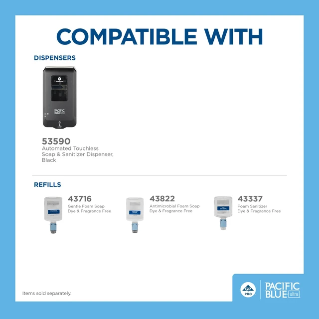 Alt view image 4 of 7 - (53590) Pacific Blue Ultra Automated Soap Dispenser, Black, Wall Mounted, Easy To Install & Maintain, Batteries Included