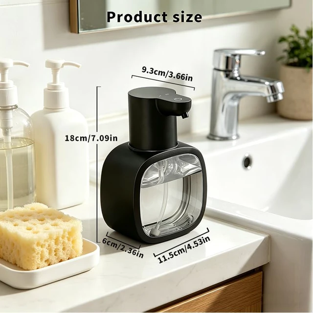 Alt view image 7 of 7 - Automatic Liquid Soap Dispenser, 17oz/500ml Touchless Rechargeable with 4-Level Adjustable & IPX5 Waterproof - Level Display for Wall/Tabletop Use in Bathroom, Kitchen, Black