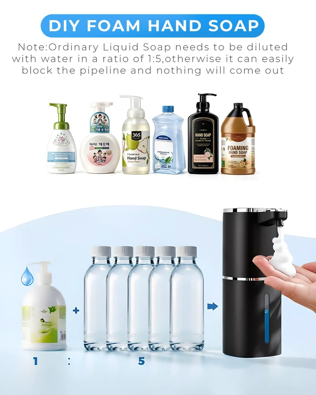 Alt view image 7 of 7 - Automatic Foaming Soap Dispenser, Touchless Rechargeable | 13.5oz/400mL, with 9 Foam Levels, IPX5 Waterproof, Hands Free for Kitchen Sink & Bathroom