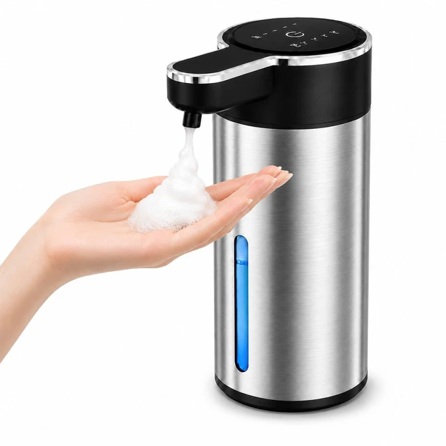 Main image of Automatic Foaming Soap Dispenser Touchless, Stainless Steel (Black, Foam) | USB Rechargeable, 4 Adjustable Levels, 13.5 oz (400 ml), IPX5 Water-Resistant Hand Soap Dispenser for Kitchen & Bathroom