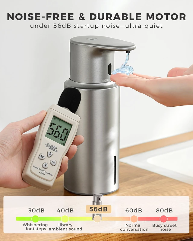 Alt view image 6 of 7 - Automatic Liquid Soap Dispenser Touchless, 304 Stainless Steel Bottle Body | 16.2oz/480ml Rechargeable Dish Soap Dispenser, 3 Adjustable Liquid Levels, IPX7 Waterproof, for Kitchen Bathroom