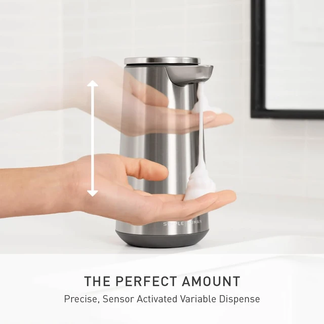 Alt view image 4 of 6 - Sensor Pump Foam, 10 oz Automatic Foaming Soap Dispenser for Kitchen and Bathroom, Touchless Motion Sensor, Variable Dispense, Rechargeable, Aerating Foam Pump, Brushed Stainless Steel