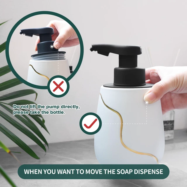Alt view image 7 of 7 - Rechargeable Auto Touchless Foam Soap Dispenser 17oz Ceramic | With Elegant Golden Curved Line.With Waterproof Pump,Touch-Free Sensing.17oz Dish Soap For Kitchen And BathroomBlack