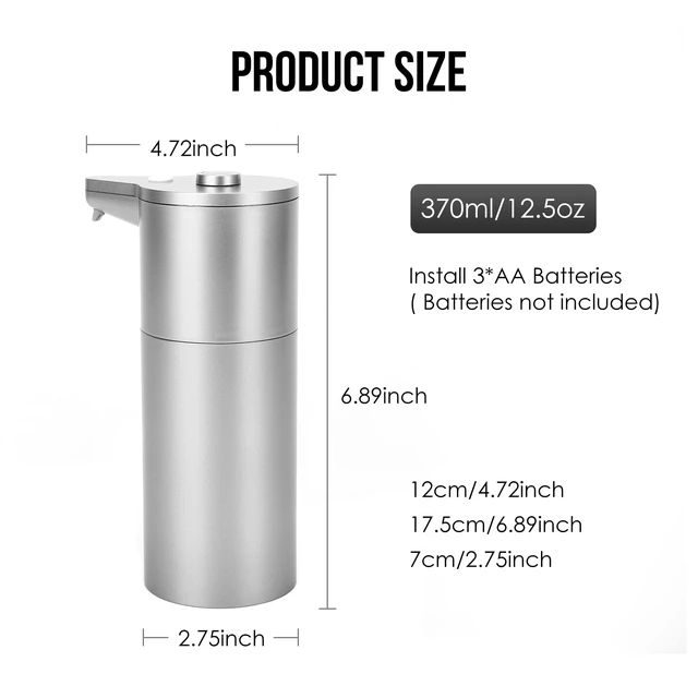 Alt view image 3 of 7 - Automatic Soap Dispenser Touchless,Upgrade Adjustable Volume for Thick and Thin Liquid Battery Hand Soap Dispenser,Dish Soap Dispenser Kitchen Bathroom,Auto Soap Dispenser Hands Free Silver
