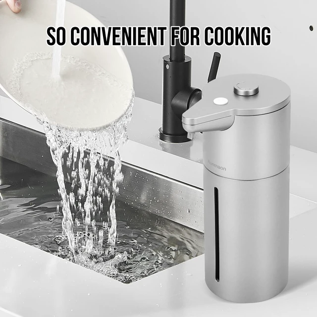 Alt view image 5 of 7 - Automatic Soap Dispenser Touchless,Upgrade Adjustable Volume for Thick and Thin Liquid Battery Hand Soap Dispenser,Dish Soap Dispenser Kitchen Bathroom,Auto Soap Dispenser Hands Free Silver