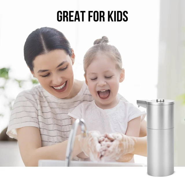 Alt view image 6 of 7 - Automatic Soap Dispenser Touchless,Upgrade Adjustable Volume for Thick and Thin Liquid Battery Hand Soap Dispenser,Dish Soap Dispenser Kitchen Bathroom,Auto Soap Dispenser Hands Free Silver