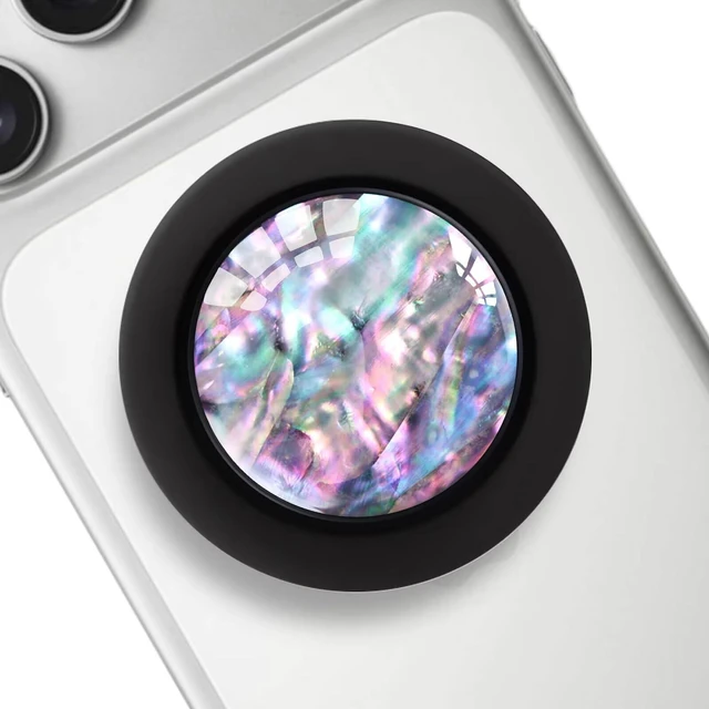 Main image of Clear Crystal Natural Sea Shell Mother of Pearl Magnetic Phone Grip Compatible with MagsafeCollapsible Mobile Phones Stand Holder for Smartphone Tablet Cell Phone Accessory - Purple