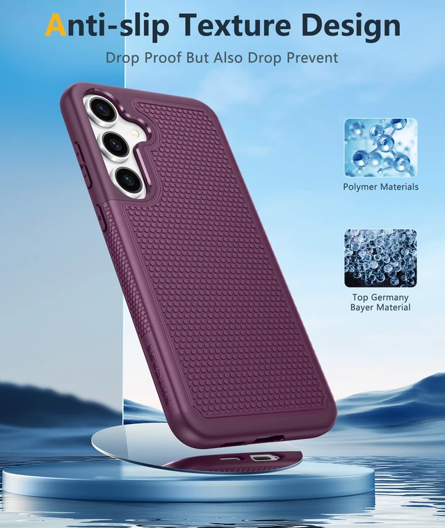 Alt view image 5 of 7 - for Samsung Galaxy S24 Case: Dual Layer Non Slip Cover Burgundy | 14FT Military Grade Shockproof Protective Drop Protection, Matte Textured Cell Phone Cases, for Daily Use, Burgundy