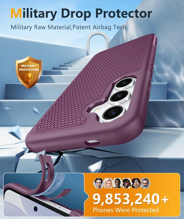 Alt view image 4 of 7 - for Samsung Galaxy S24 Case: Dual Layer Non Slip Cover Burgundy | 14FT Military Grade Shockproof Protective Drop Protection, Matte Textured Cell Phone Cases, for Daily Use, Burgundy