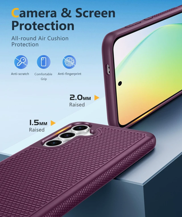 Alt view image 6 of 7 - for Samsung Galaxy S24 Case: Dual Layer Non Slip Cover Burgundy | 14FT Military Grade Shockproof Protective Drop Protection, Matte Textured Cell Phone Cases, for Daily Use, Burgundy
