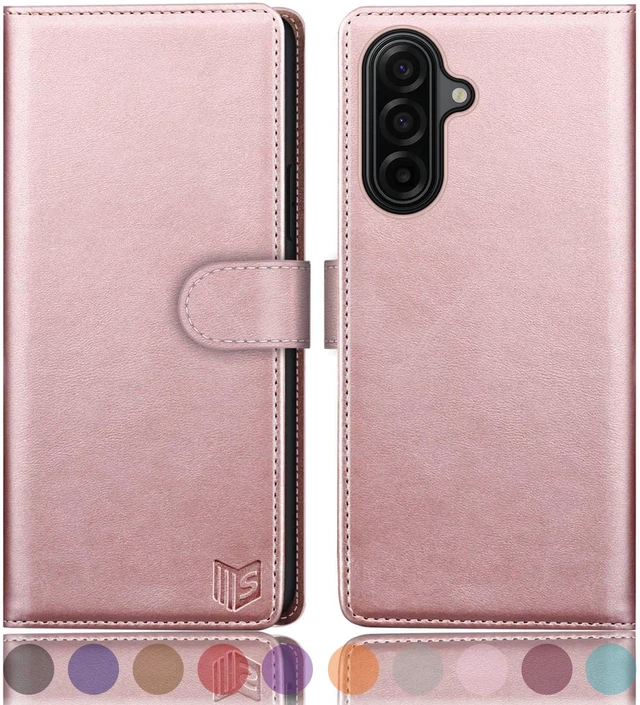 Main image of Compatible with Samsung Galaxy A17/A26 Wallet case with RFID Blocking Credit Card Holder,Flip Book PU Leather Protective Cover Women Men for Samsung A17 Phone case Rose Gold