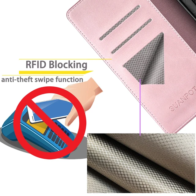 Alt view image 4 of 7 - Compatible with Samsung Galaxy A17/A26 Wallet case with RFID Blocking Credit Card Holder,Flip Book PU Leather Protective Cover Women Men for Samsung A17 Phone case Rose Gold