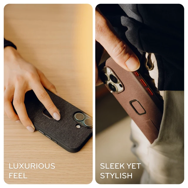 Alt view image 4 of 7 - Mobile Everyday Phone Case for iPhone 17, Charcoal, Slim Profile, Drop Protection, Weatherproof Fabric Shell, SlimLink Connects to Mobile Mounts & Gear