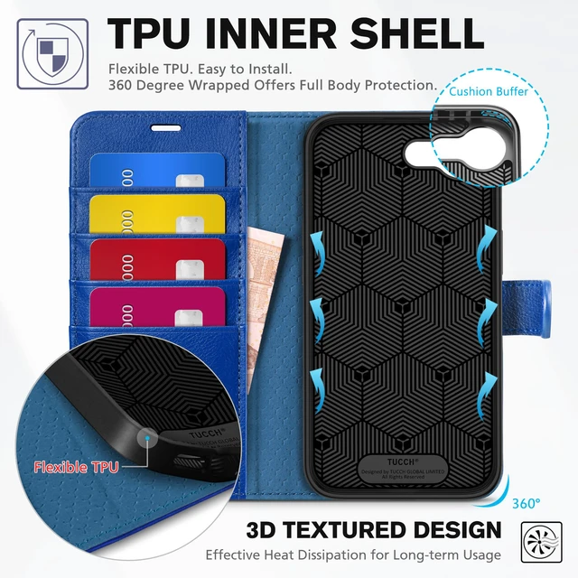 Alt view image 5 of 7 - Wallet Case for iPhone 17e & iPhone 16e 6.1", Flip Stand, Klein Blue | RFID Blocking, 4 Card Holders, Kickstand, PU Leather, Shockproof TPU Shell, Magnetic Closure, Protective Folio Cover
