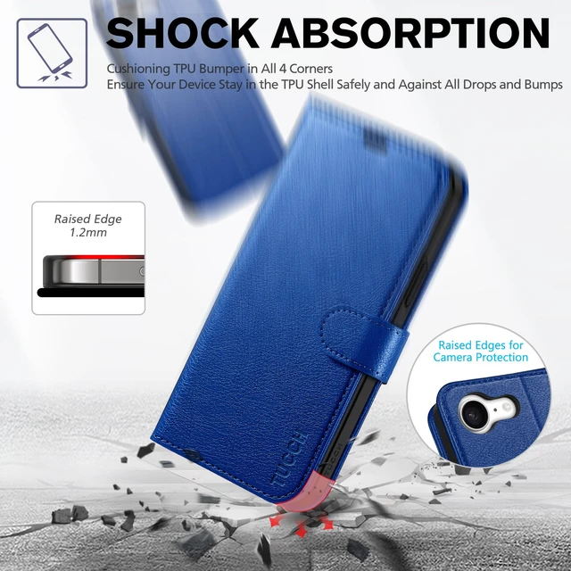 Alt view image 6 of 7 - Wallet Case for iPhone 17e & iPhone 16e 6.1", Flip Stand, Klein Blue | RFID Blocking, 4 Card Holders, Kickstand, PU Leather, Shockproof TPU Shell, Magnetic Closure, Protective Folio Cover