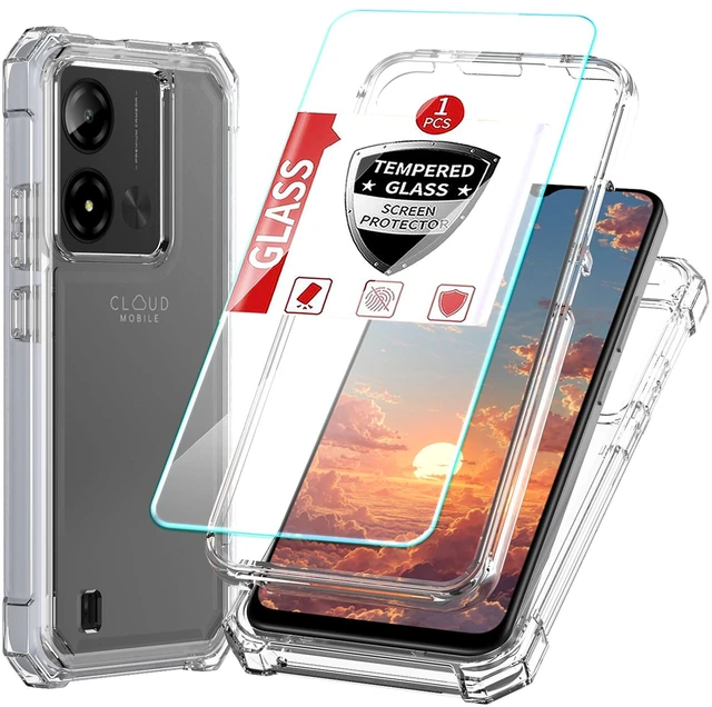 Main image of for Cloud Mobile Stratus C8 Prime Case 3-in-1, with Screen Protector,Cloud C8 Prime Phone Case Full Body Protection,C8 PrimeHard PC Bumper & Silicone Back Military Grade Cover (Clear)