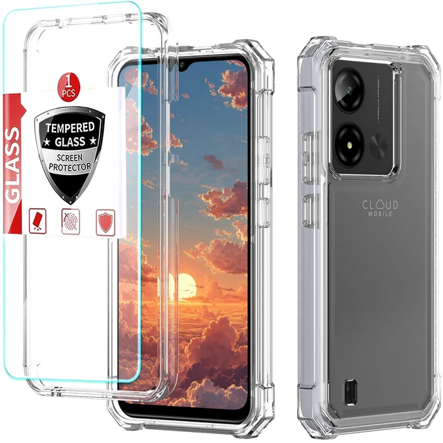 Alt view image 2 of 7 - for Cloud Mobile Stratus C8 Prime Case 3-in-1, with Screen Protector,Cloud C8 Prime Phone Case Full Body Protection,C8 PrimeHard PC Bumper & Silicone Back Military Grade Cover (Clear)