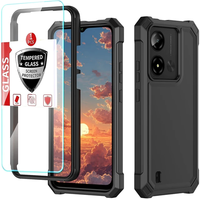 Alt view image 2 of 7 - for Cloud Mobile Stratus C8 Prime Case 3-in-1, with Screen Protector,Cloud C8 Prime Phone Case Full Body Protection,C8 PrimeHard PC Bumper & Silicone Back Military Grade Cover (Black)