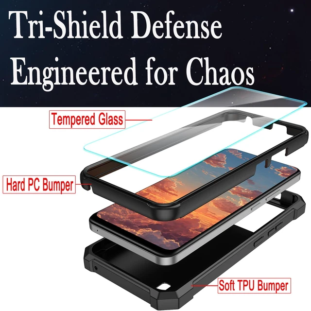 Alt view image 3 of 7 - for Cloud Mobile Stratus C8 Prime Case 3-in-1, with Screen Protector,Cloud C8 Prime Phone Case Full Body Protection,C8 PrimeHard PC Bumper & Silicone Back Military Grade Cover (Black)