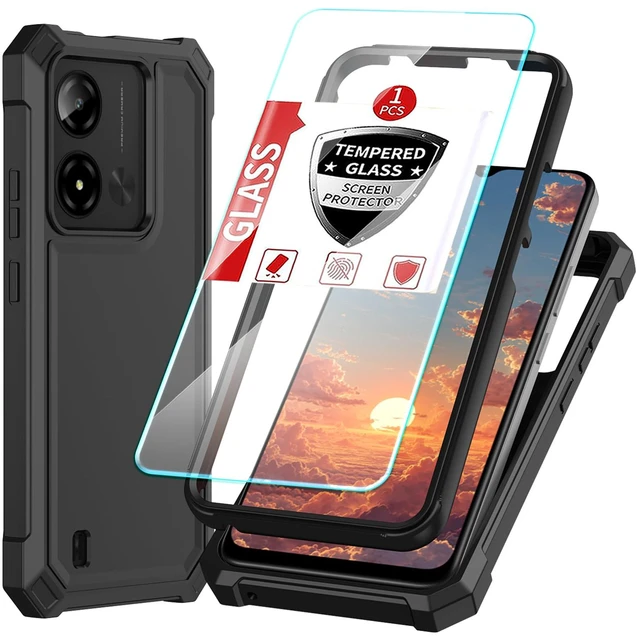 Main image of for Cloud Mobile Stratus C8 Prime Case 3-in-1, with Screen Protector,Cloud C8 Prime Phone Case Full Body Protection,C8 PrimeHard PC Bumper & Silicone Back Military Grade Cover (Black)