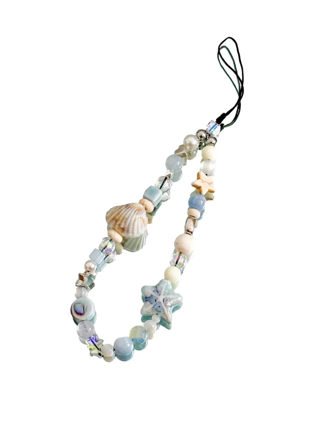 Main image of Cute Shell Cell Phone Lanyard Strap Charms - Handmade Starfish Charms for Women (Blue Ocean)