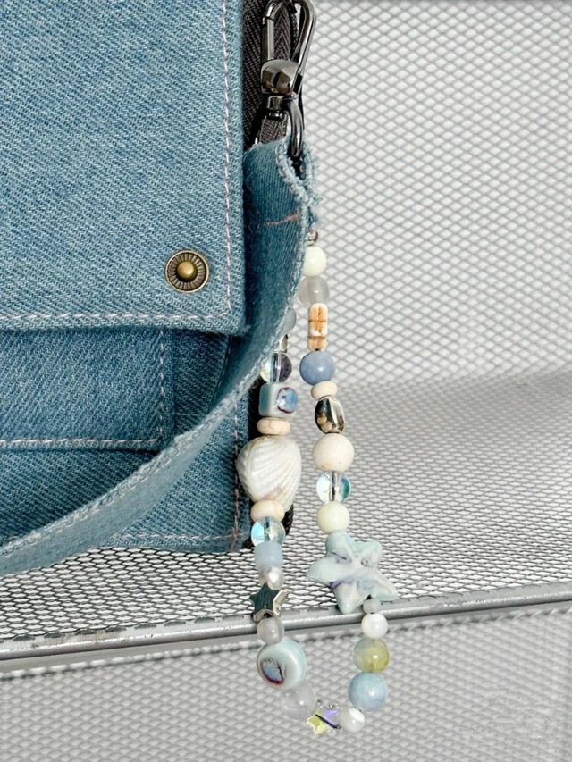 Alt view image 3 of 5 - Cute Shell Cell Phone Lanyard Strap Charms - Handmade Starfish Charms for Women (Blue Ocean)