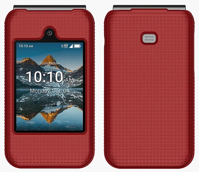Alt view image 2 of 7 - Grid Series for Consumer Cellular Iris Easy Flip Phone (2024) Case - Red | Also Fits Boost Mobile Summit Flip 4G, Protective Hard Shell Cover, Satisfying Texture Grip, For SL006D