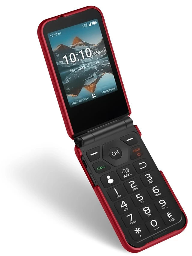 Alt view image 6 of 7 - Grid Series for Consumer Cellular Iris Easy Flip Phone (2024) Case - Red | Also Fits Boost Mobile Summit Flip 4G, Protective Hard Shell Cover, Satisfying Texture Grip, For SL006D