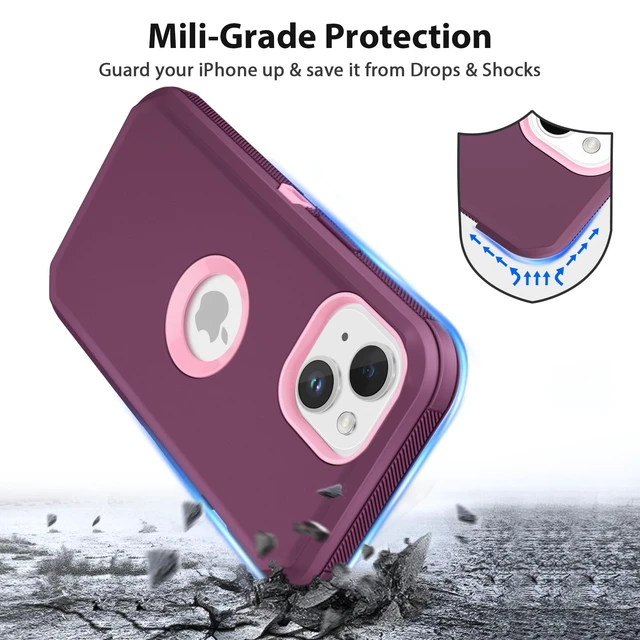 Alt view image 2 of 7 - for iPhone 15 Case Heavy Duty Drop Protection Screenless Purple | Dual Layer Shockproof Rugged Hybrid Tough Bumper Dust Proof Phone Case Compatible with iPhone 15 6.1'' 2023 Women Men Teen