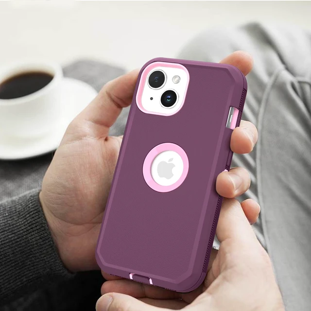 Alt view image 6 of 7 - for iPhone 15 Case Heavy Duty Drop Protection Screenless Purple | Dual Layer Shockproof Rugged Hybrid Tough Bumper Dust Proof Phone Case Compatible with iPhone 15 6.1'' 2023 Women Men Teen