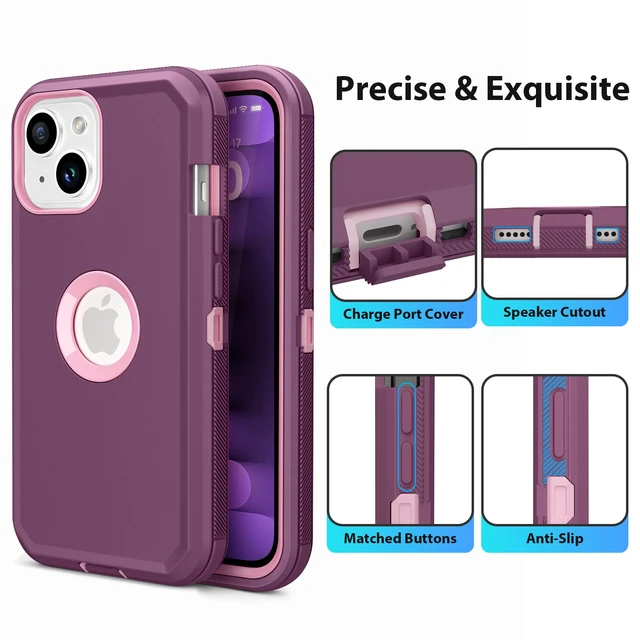 Alt view image 4 of 7 - for iPhone 15 Case Heavy Duty Drop Protection Screenless Purple | Dual Layer Shockproof Rugged Hybrid Tough Bumper Dust Proof Phone Case Compatible with iPhone 15 6.1'' 2023 Women Men Teen