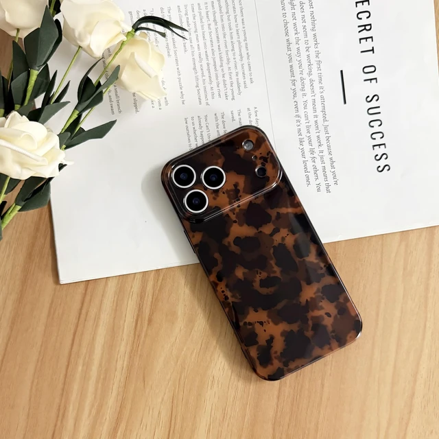 Alt view image 2 of 7 - Cute Phone Case for iPhone 17 Pro Case Cheetah Leopard Print-Brown | Full Camera Protective,Trendy Amber Tortoise Shell Pattern,Shockproof Cool Retro Aesthetic Cover for Women Girl Men