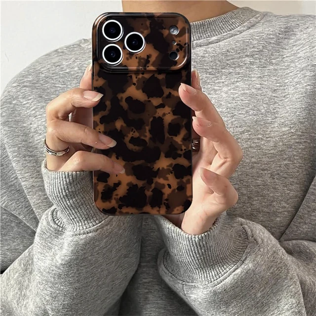 Alt view image 5 of 7 - Cute Phone Case for iPhone 17 Pro Case Cheetah Leopard Print-Brown | Full Camera Protective,Trendy Amber Tortoise Shell Pattern,Shockproof Cool Retro Aesthetic Cover for Women Girl Men