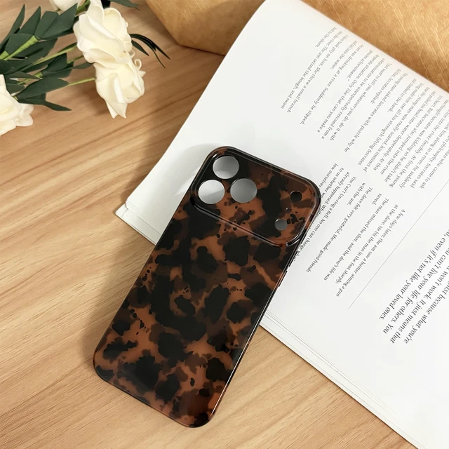 Alt view image 4 of 7 - Cute Phone Case for iPhone 17 Pro Case Cheetah Leopard Print-Brown | Full Camera Protective,Trendy Amber Tortoise Shell Pattern,Shockproof Cool Retro Aesthetic Cover for Women Girl Men