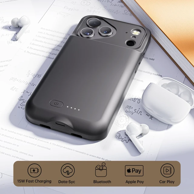 Alt view image 4 of 7 - Battery Case for iPhone 17 Pro Max, Charging Case Charger 8500mAh Ultra-Slim Lightweight Powerful Battery Pack 15W Fast Rechargeable Anti-Fall TPU Juice Box for 17 Pro Max (6.9") Black